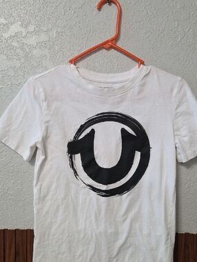 True Religion White Tee with Black Logo Print